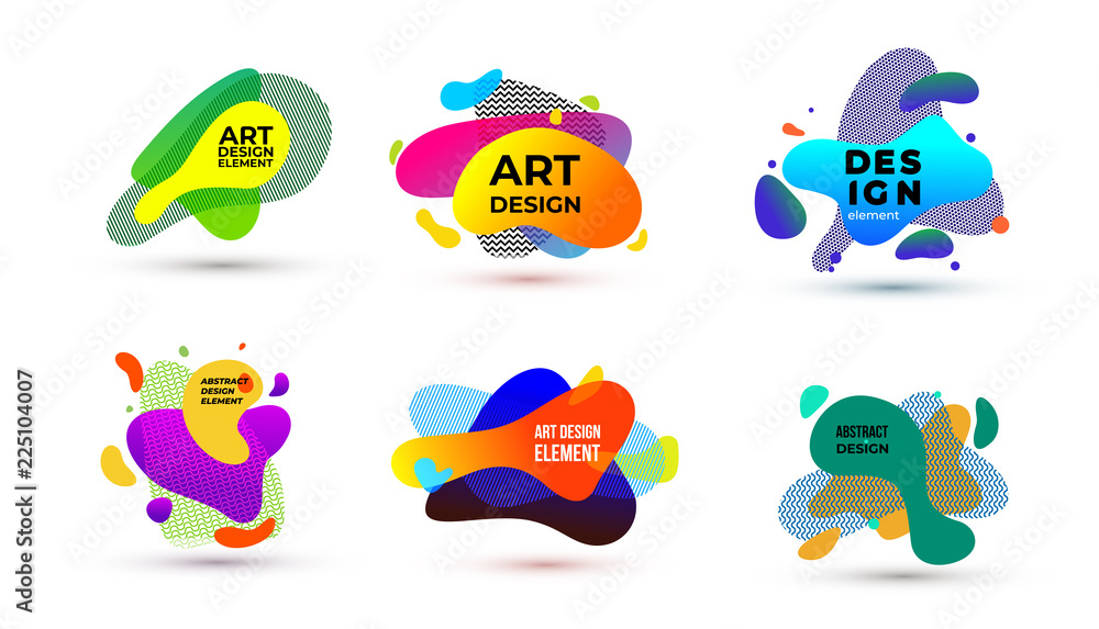Poster set of abstract graphic elements. dynamically colored forms and line. vector illustration. gradient 