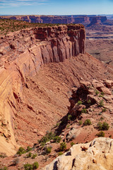 Rock face sloughs off and builds up rubble at base of mesa