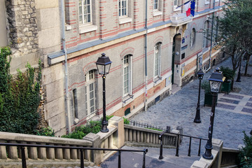 Fototapeta na wymiar Empty stairs in Paris Montmartre
