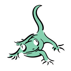 Fototapeta premium A small house pet gecko lizard. Also known as gekko, gekkon. Stylized logo version, an idea. Color.