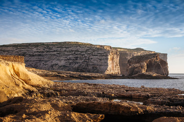 Dwejra cliffs with Fungus Rock. Gozo, Malta