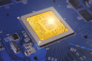 Gold Bitcoin electronic computer processor board