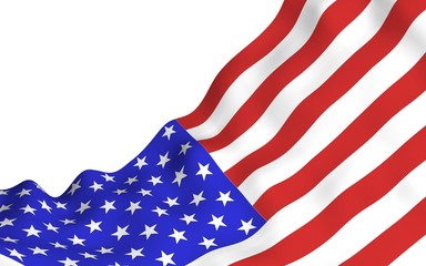 Obraz premium Waving flag of the United States of America. Stars and Stripes. State symbol of the USA. 3D illustration