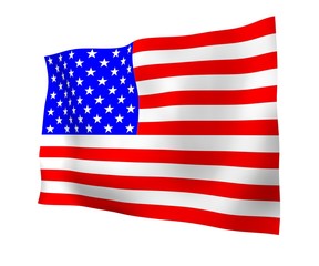Fototapeta premium Waving flag of the United States of America. Stars and Stripes. State symbol of the USA. 3D illustration