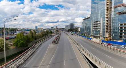 City road surface floor with viaduct bridge
