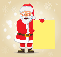 Santa Claus holding banner