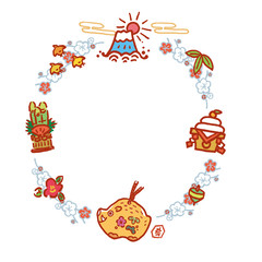 年賀状素材　2019年　フレーム　亥
