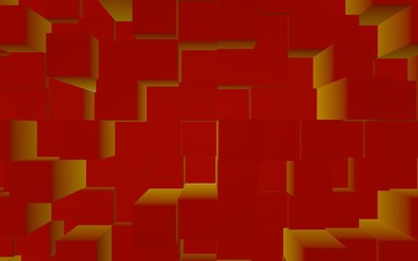 Abstract red elegant cube geometric background. Chaotically advanced rectangular bars. 3D Rendering, 3D illustration
