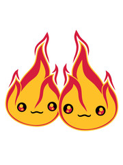 2 freunde team paar liebe pärchen verliebt gesicht süß niedlich klein comic cartoon feuer flamme heiß brennen verbrennen warm lagerfeuer löschen flammen anzünden feuerteufel