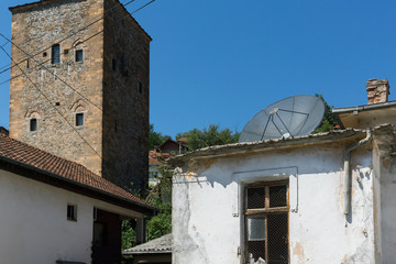 Fototapeta na wymiar Old Medieval Tower at the center of town of Kratovo, Republic of Macedonia 