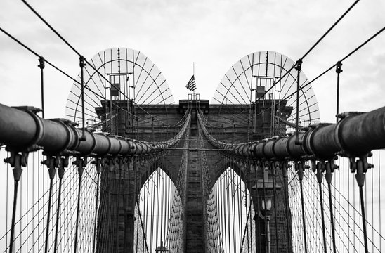 Brooklyn Bridge in monochrome , New York City, USA