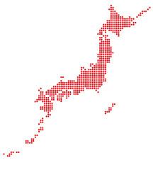 赤　日本の地図　ベクター パーツ