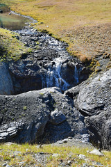 Russia, geological failure in the mountains of Arkhyz near lake Provalnoye