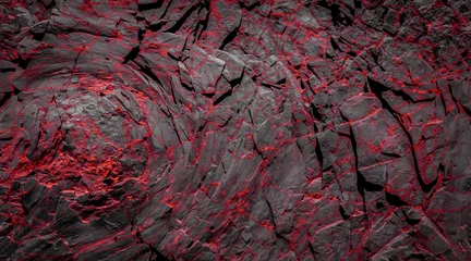 Tuinposter Steen zwarte en rode rotsen - rotssteenachtergrond