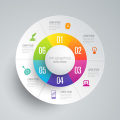 Infographics design vector and business icons with 6 options.