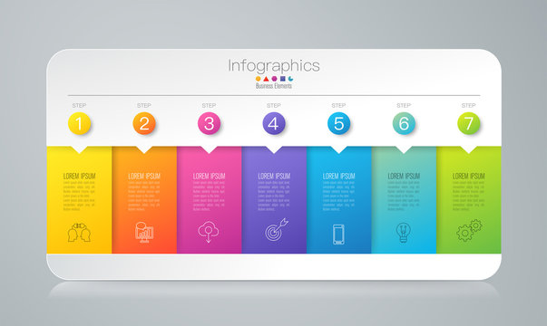 Infographics design vector and business icons with 7 options.