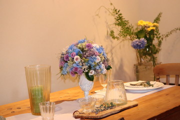 bouquet of flowers in vase on table