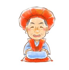 赤いちゃんちゃんこの男性