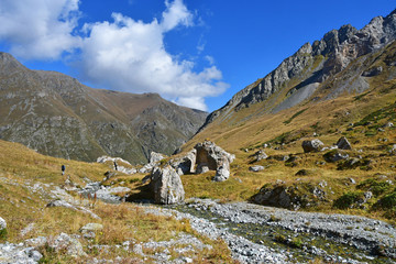 Russia, Arkhyz. September in the valley of the river Kyafar-Agur