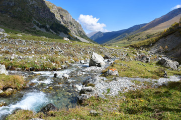 Russia, Arkhyz. Atsgara river valley in september