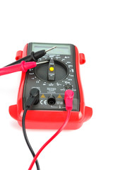 Digital multimeter isolated on white background.