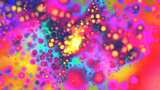 Morphing neon blue, purple,yellow shapes. 3d rendering illustration