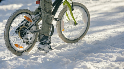 Closeup of boy with bicycle