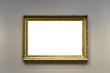 Blank Ornated Museum Frame Isolated White Canvas