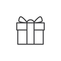 Gift box outline icon. linear style sign for mobile concept and web design. Parcel present simple line vector icon. Symbol, logo illustration. Pixel perfect vector graphics