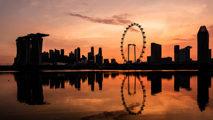 Fototapeta na wymiar Singapore Skyline at sunset time