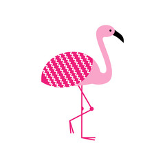 Pink flamingo bird.Cool flamingo decorative flat design element. Vector illustration