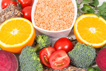 Healthy nutritious food as source folic acid, minerals, vitamin B9 and dietary fiber