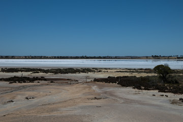 Chinocup Nature Reserve Western Australia, dry landscape around salt lake