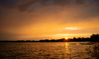 sunset over lake