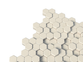 Wall of white hexagons as wallpaper or background. 3D rendering	