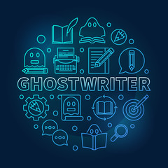 Ghostwriter blue vector round thin line illustration