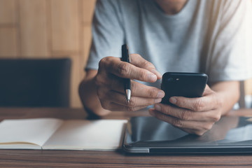 Man using smartphone