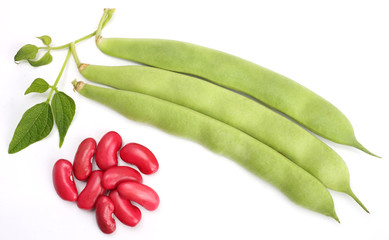 Beans isolated on white background, top view