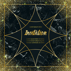 Luxury Invitation Card with Gold Glitter on Marble Background