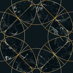 Luxury Gold Geometric and Marble Seamless Pattern