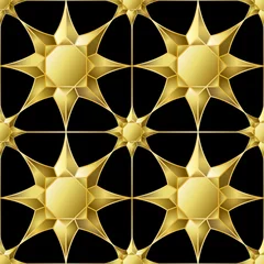 Rolgordijnen Luxury Gold Geometric Stars Seamless Pattern © kronalux