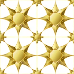 Gordijnen Luxury Gold Geometric Stars Seamless Pattern © kronalux