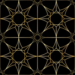 Zelfklevend Fotobehang Luxury Gold Geometric Stars Seamless Pattern © kronalux