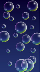 ubble with Hologram Reflection. Set of Realistic Water or Soap Bubbles for Your Design.
