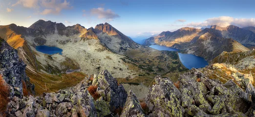 Poster Landcape of mountain at sunset panorama from peak Hladky stit, Slovakia © TTstudio