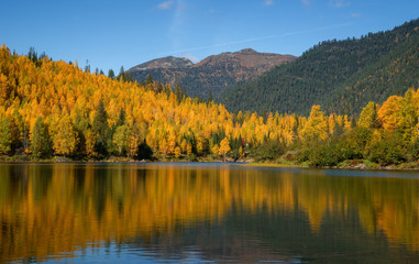 The beginning of autumn in mountains range Khamar-Daban in Eastern Siberia
