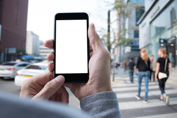 Man using smartphone