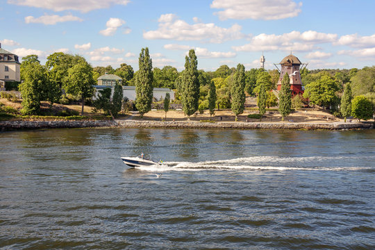 Stockholm, Sweden, Stockholm fjord. Fjords is one of the attractions of the Scandinavian countries, long sea bays with beautiful nature, Islands, nice houses on the banks.