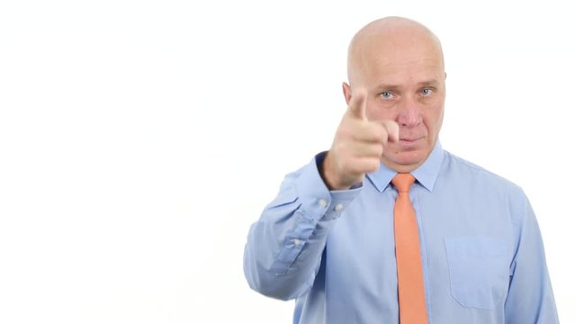 Businessman Image Pointing With Finger Make Attention Gestures and Thumbs Up