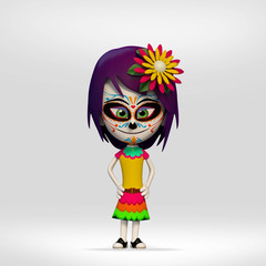  Day of the Dead, girl dressed as a Mexican skull